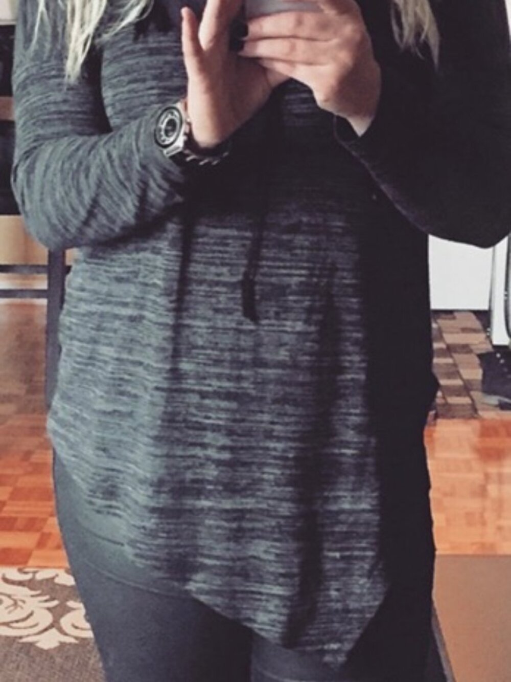ONLY Women's Heathered Gray Long Sleeve Top Asymmetrical